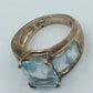 925er Silberring mit hellblauem Stein