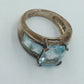 925er Silberring mit hellblauem Stein