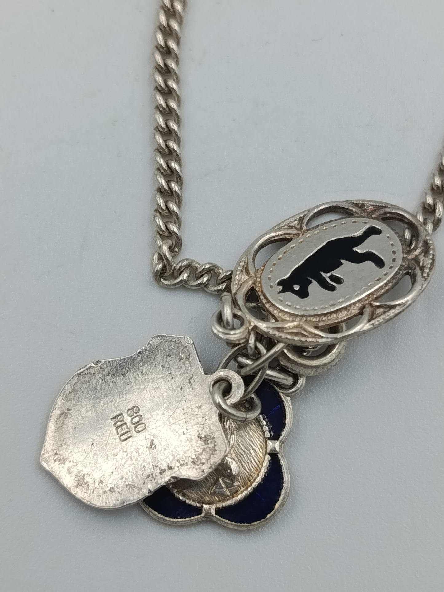 Vintage Armband mit Emaille-Anhängern „Berlin & Symbole“ aus 800 Silber