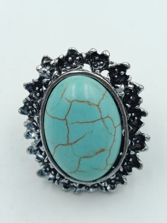 Statement-Ring mit großem Türkis-Cabochon