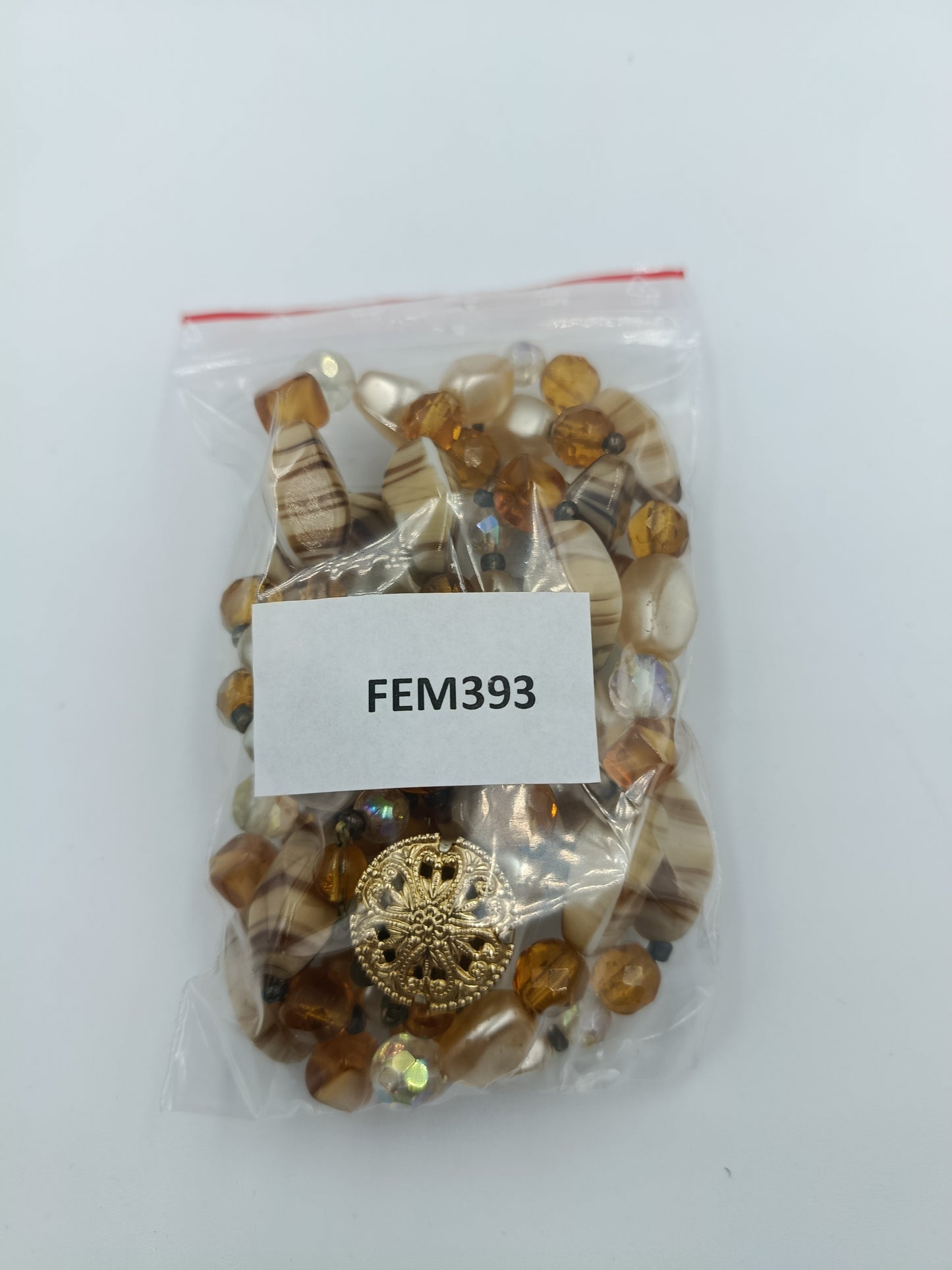 Zweireihige Halskette mit Glasperlen und vergoldetem Zierschloss