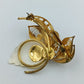 Elegante Vintage-Brosche mit Perlmuttblatt und Goldfiligran