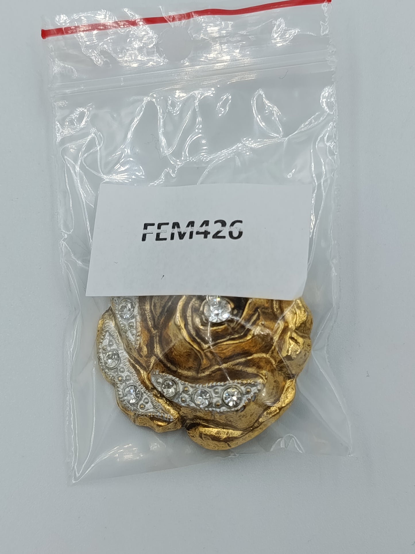 Vintage Rosen-Brosche mit Strass