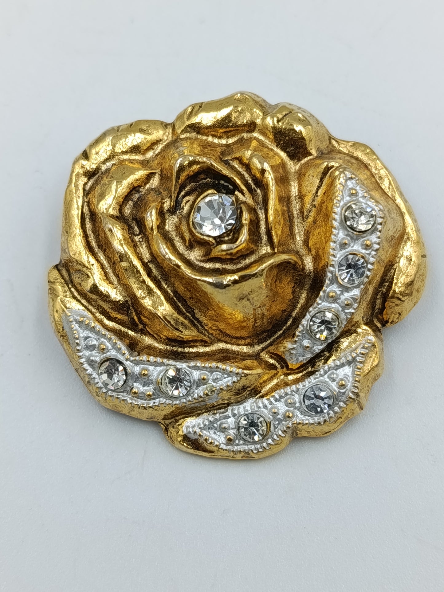 Vintage Rosen-Brosche mit Strass