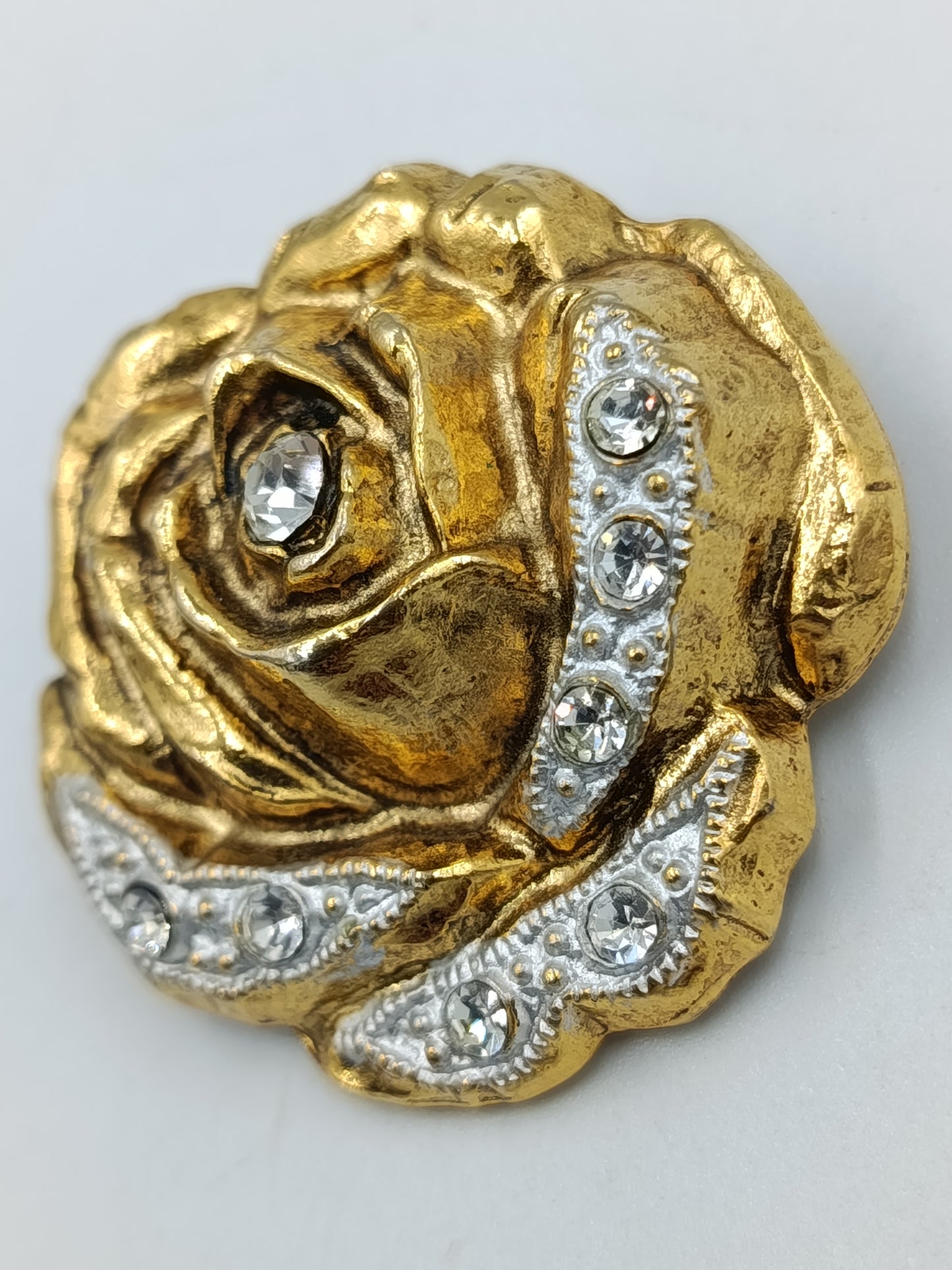Vintage Rosen-Brosche mit Strass