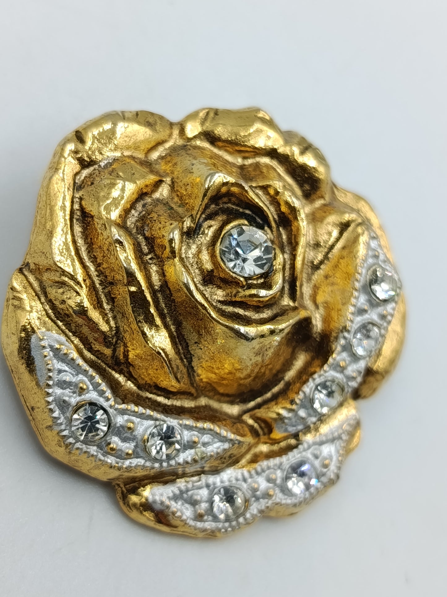 Vintage Rosen-Brosche mit Strass