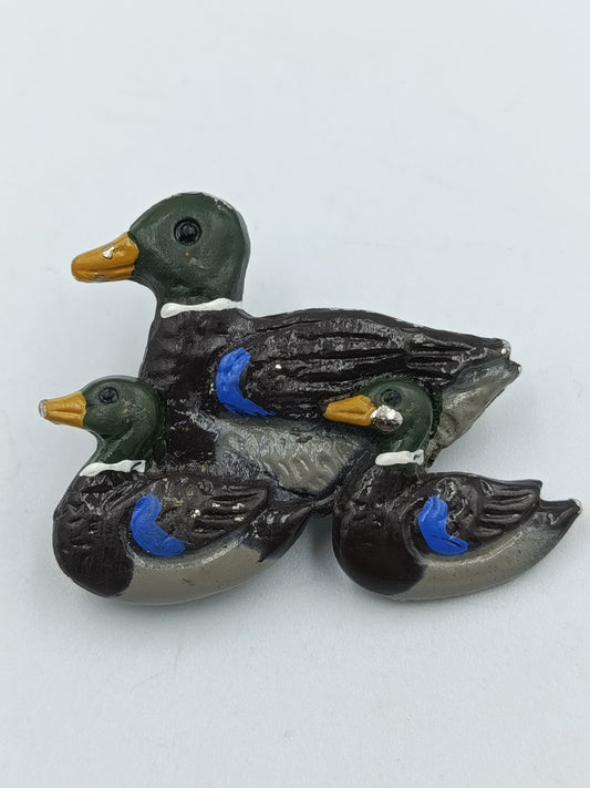 Brosche „Entenfamilie“ handbemalt