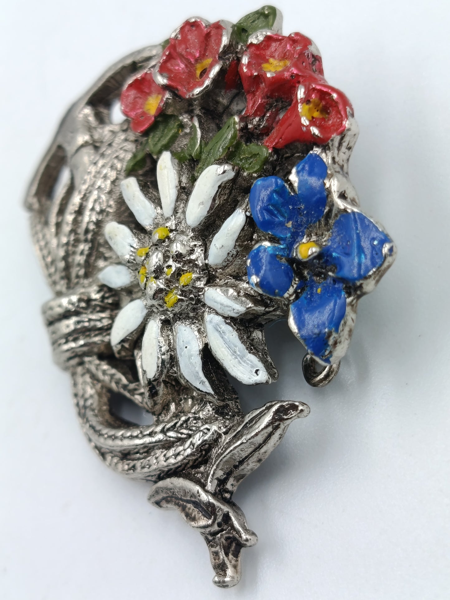 Trachtenbrosche mit Alpenblumen