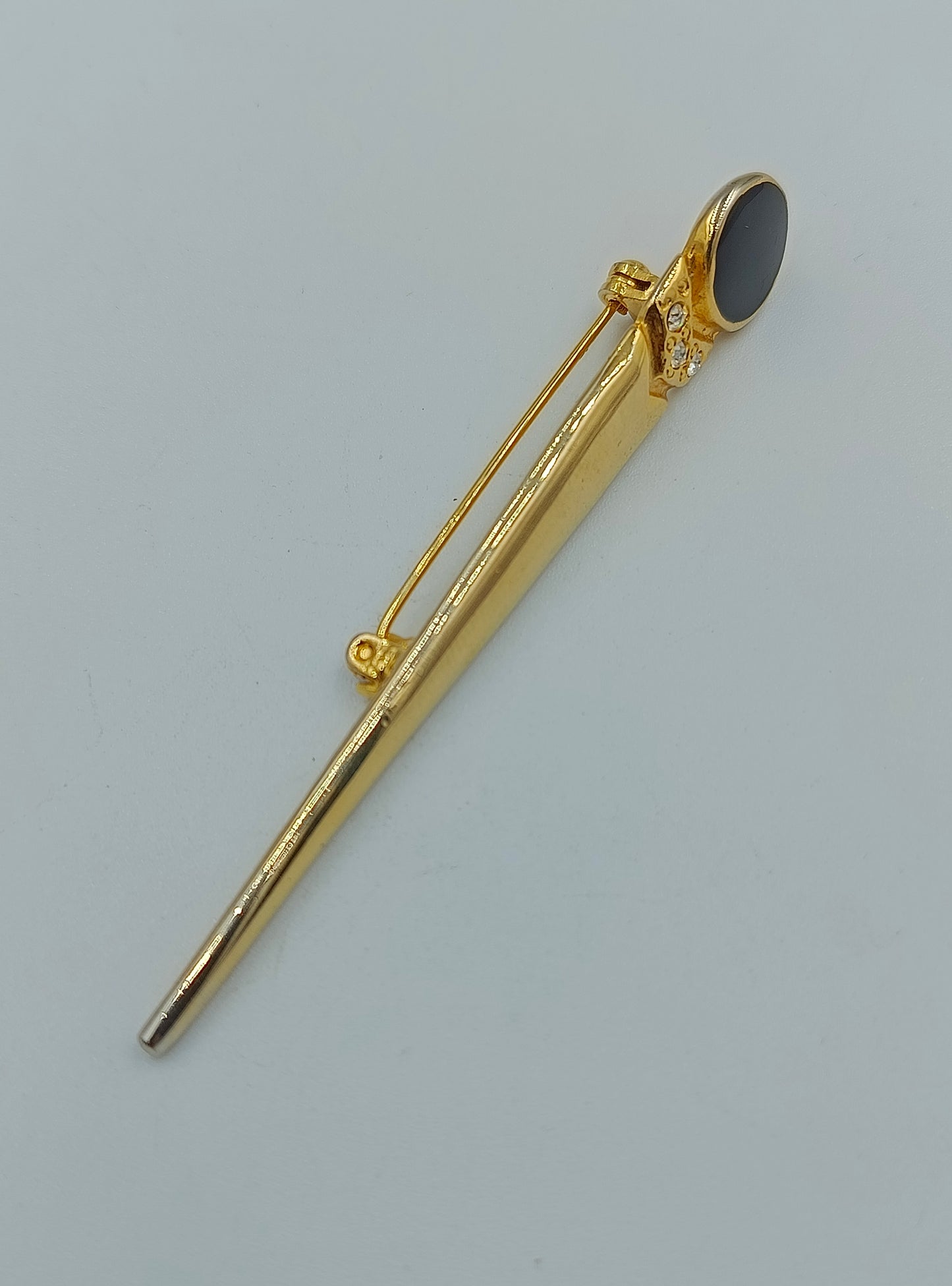 Elegante Brosche in Goldoptik mit Onyx & Strass