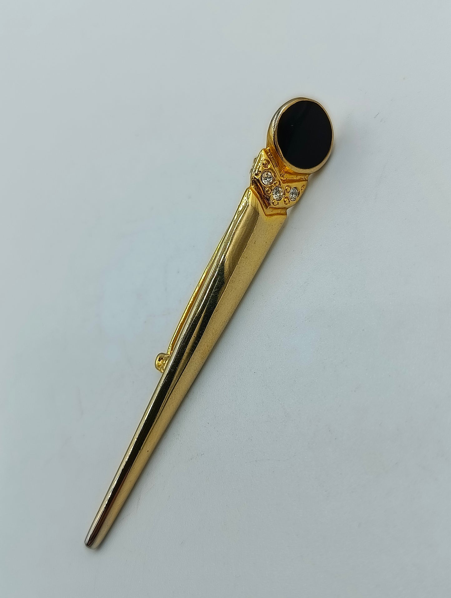 Elegante Brosche in Goldoptik mit Onyx & Strass