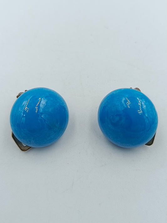 Vintage Ohrclips mit blauen Cabochons