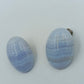 Vintage Ohrclips mit blauem Chalcedon (Achat-Optik)