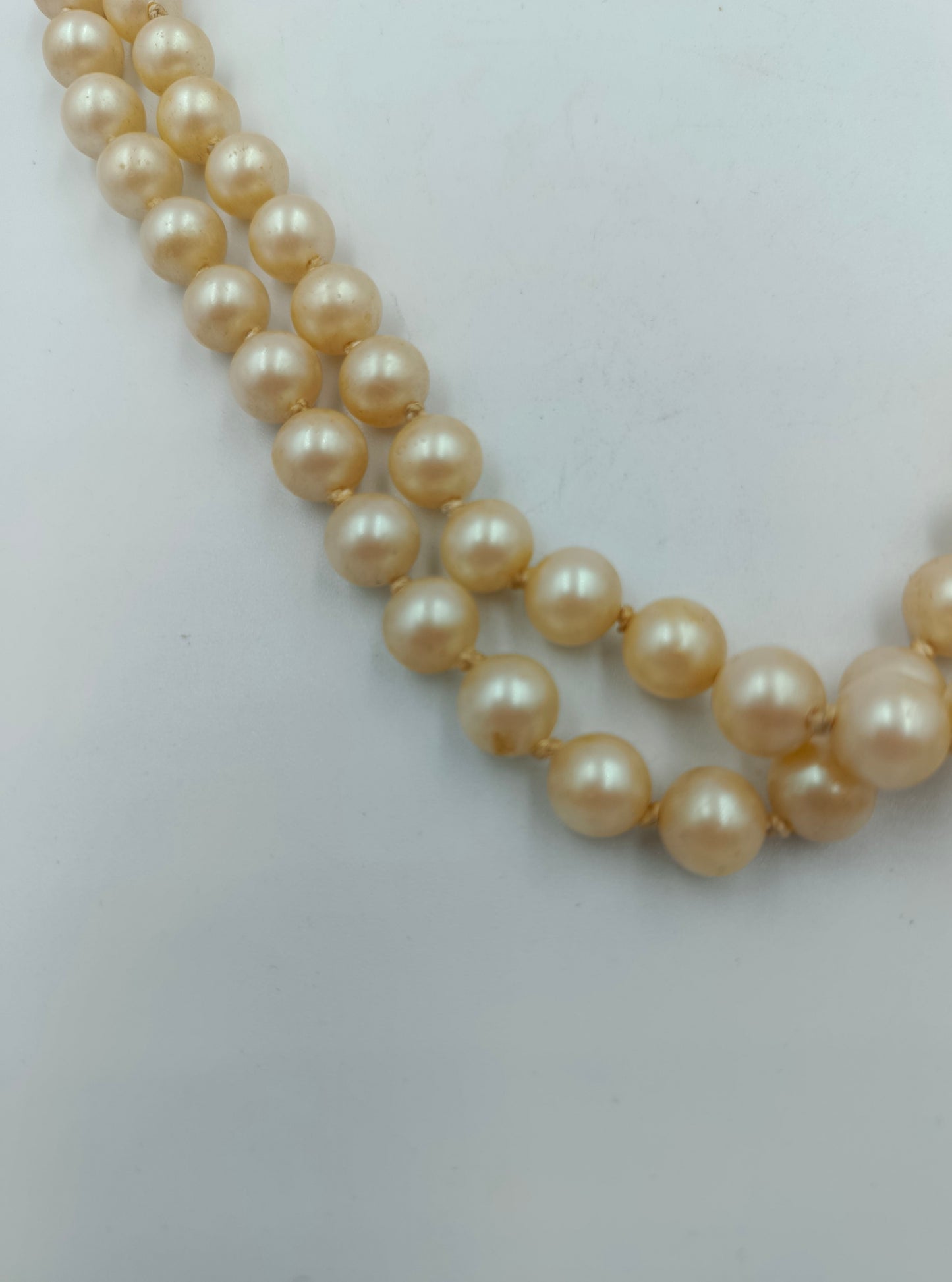 Zweireihige Perlenkette mit 835 Silberverschluss