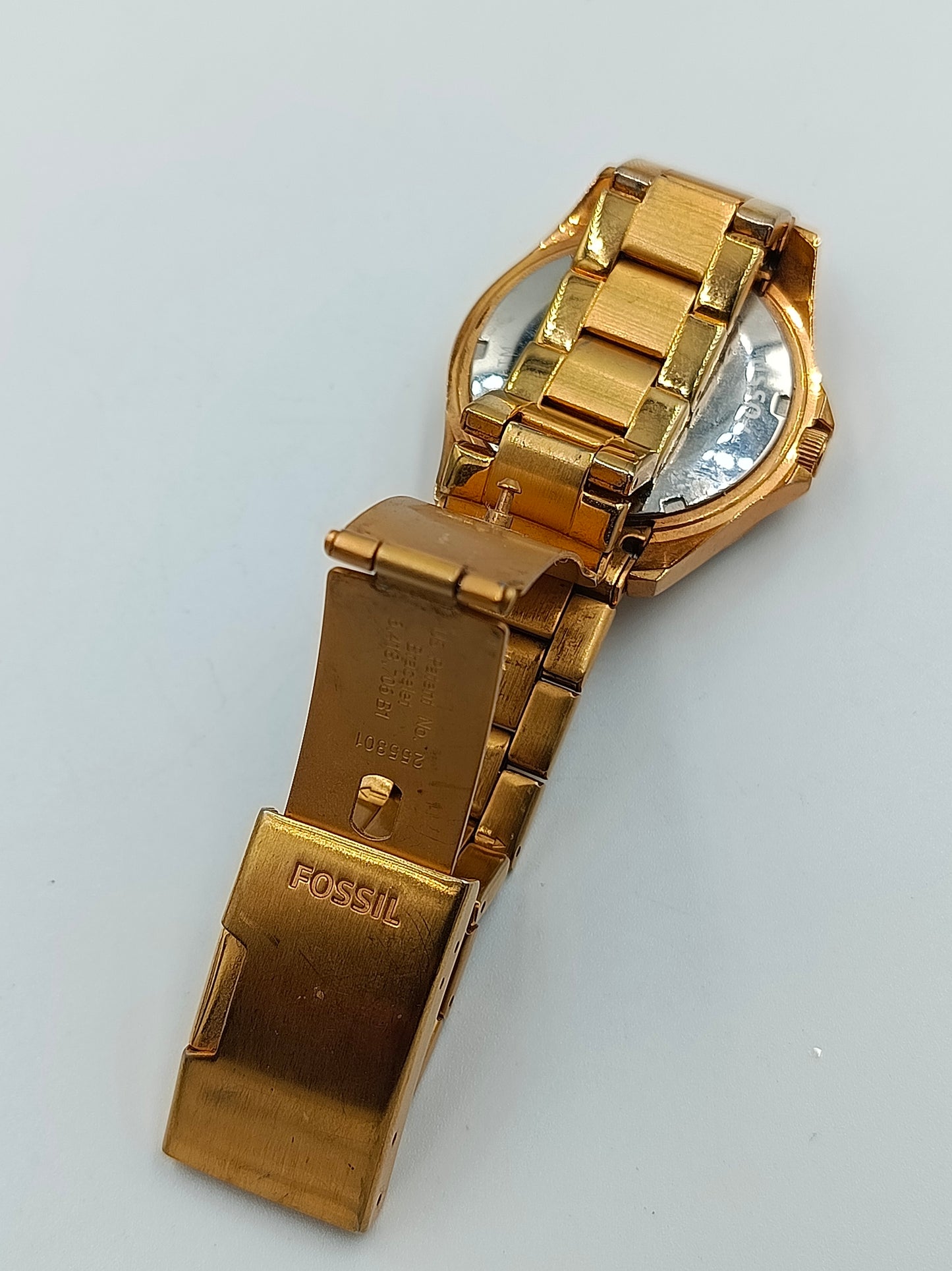 Fossil Damenuhr in Goldoptik mit Strassbesatz