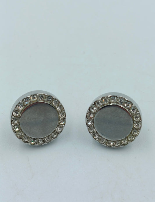 Ohrstecker silberfarben mit Strassrand