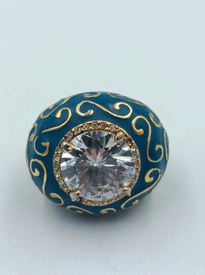 Statement-Ring mit blau-goldenem Design