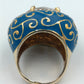 Statement-Ring mit blau-goldenem Design