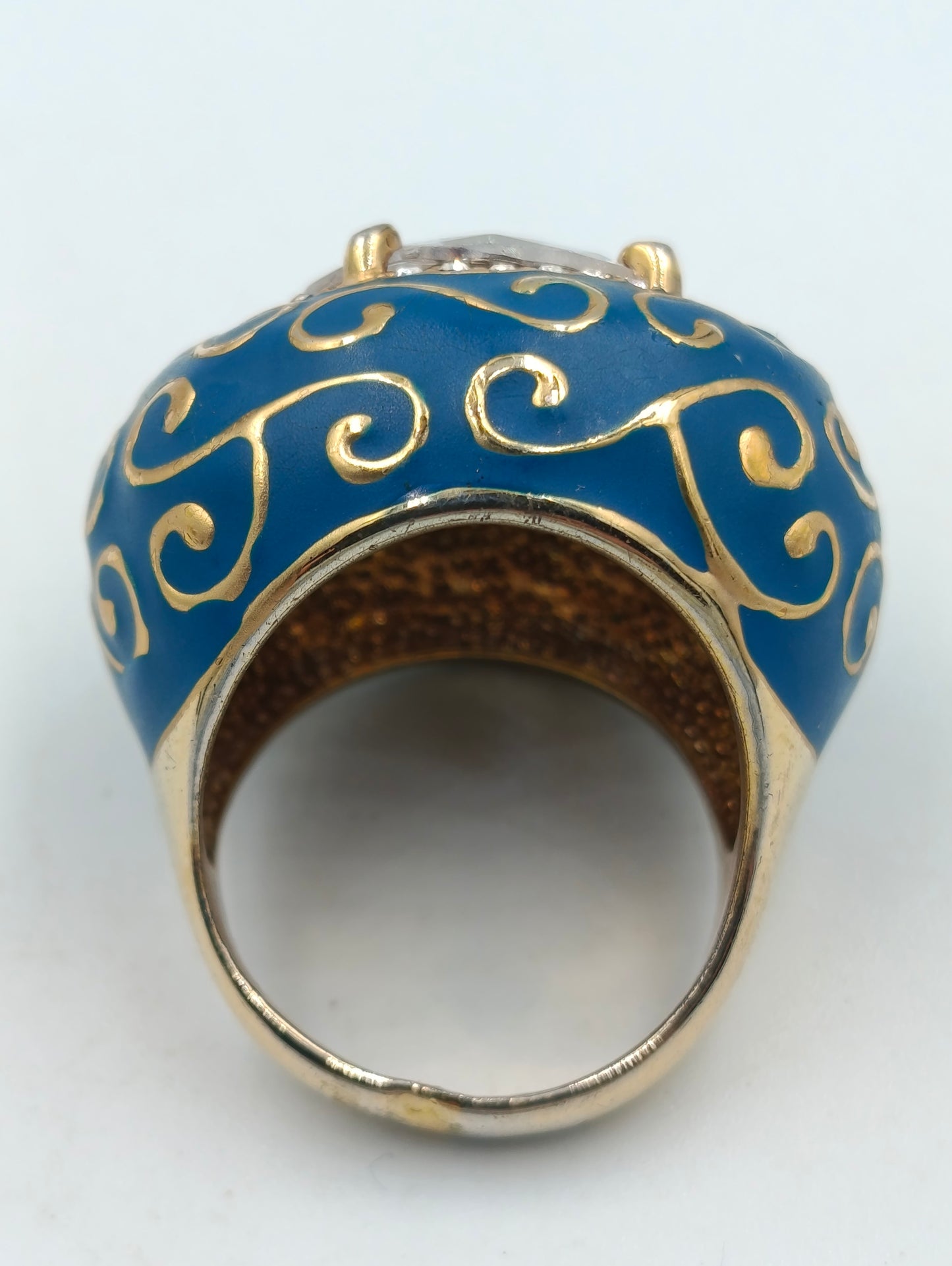 Statement-Ring mit blau-goldenem Design