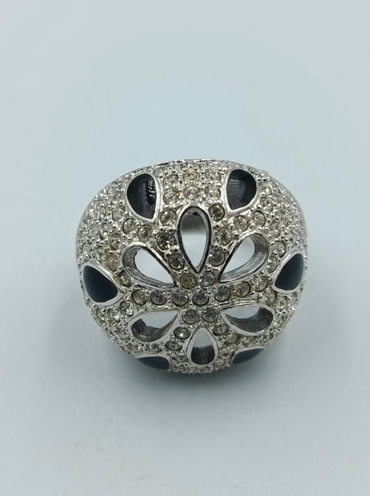 Damenring mit Strass und Ornament-Design