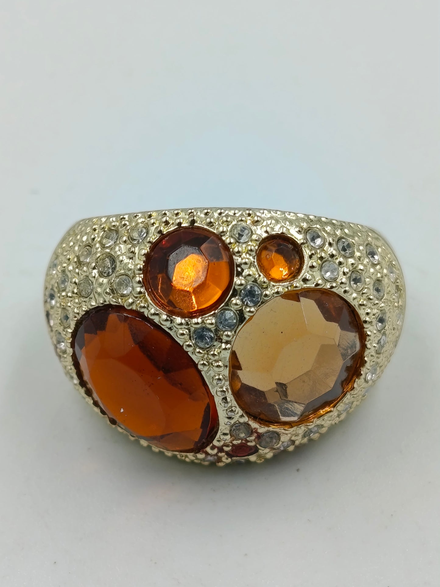 Damenring mit Strass und braunen Schmucksteinen