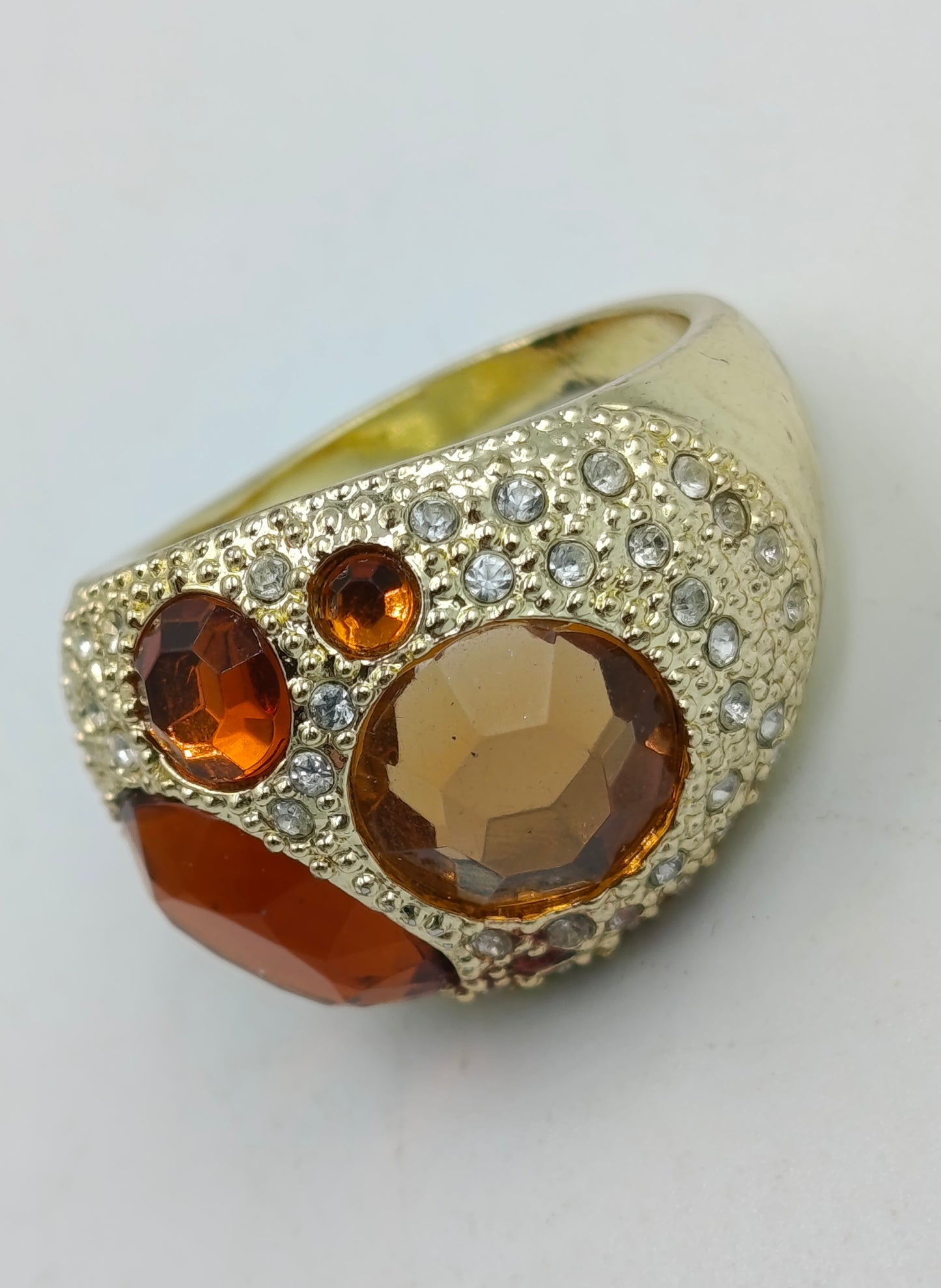 Damenring mit Strass und braunen Schmucksteinen