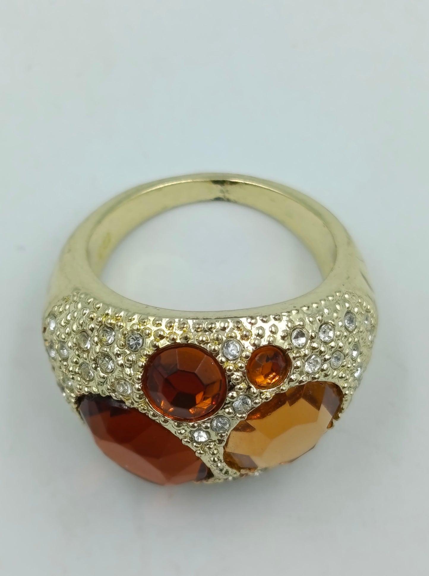 Damenring mit Strass und braunen Schmucksteinen