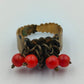 Verstellbarer Vintage-Ring mit roten Perlenanhängern