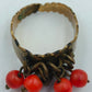 Verstellbarer Vintage-Ring mit roten Perlenanhängern