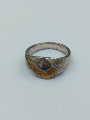 Moderner 925 Silberring mit vergoldetem Akzent