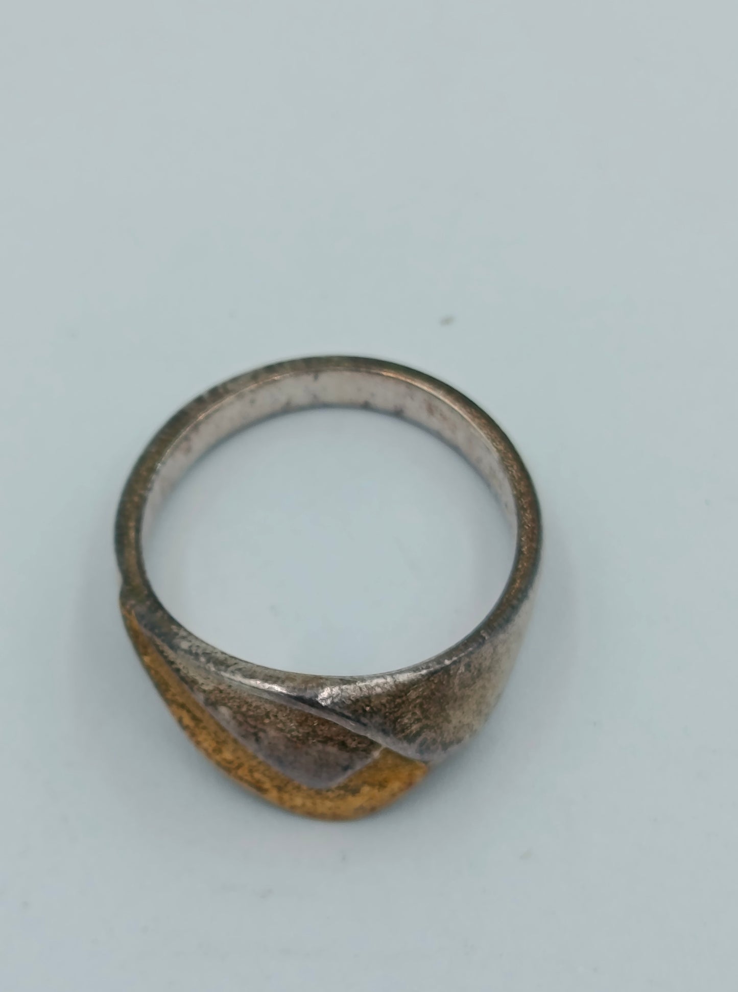 Moderner 925 Silberring mit vergoldetem Akzent