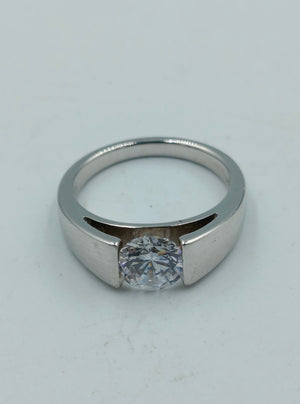 Moderner 925 Silberring mit großem Zirkonia