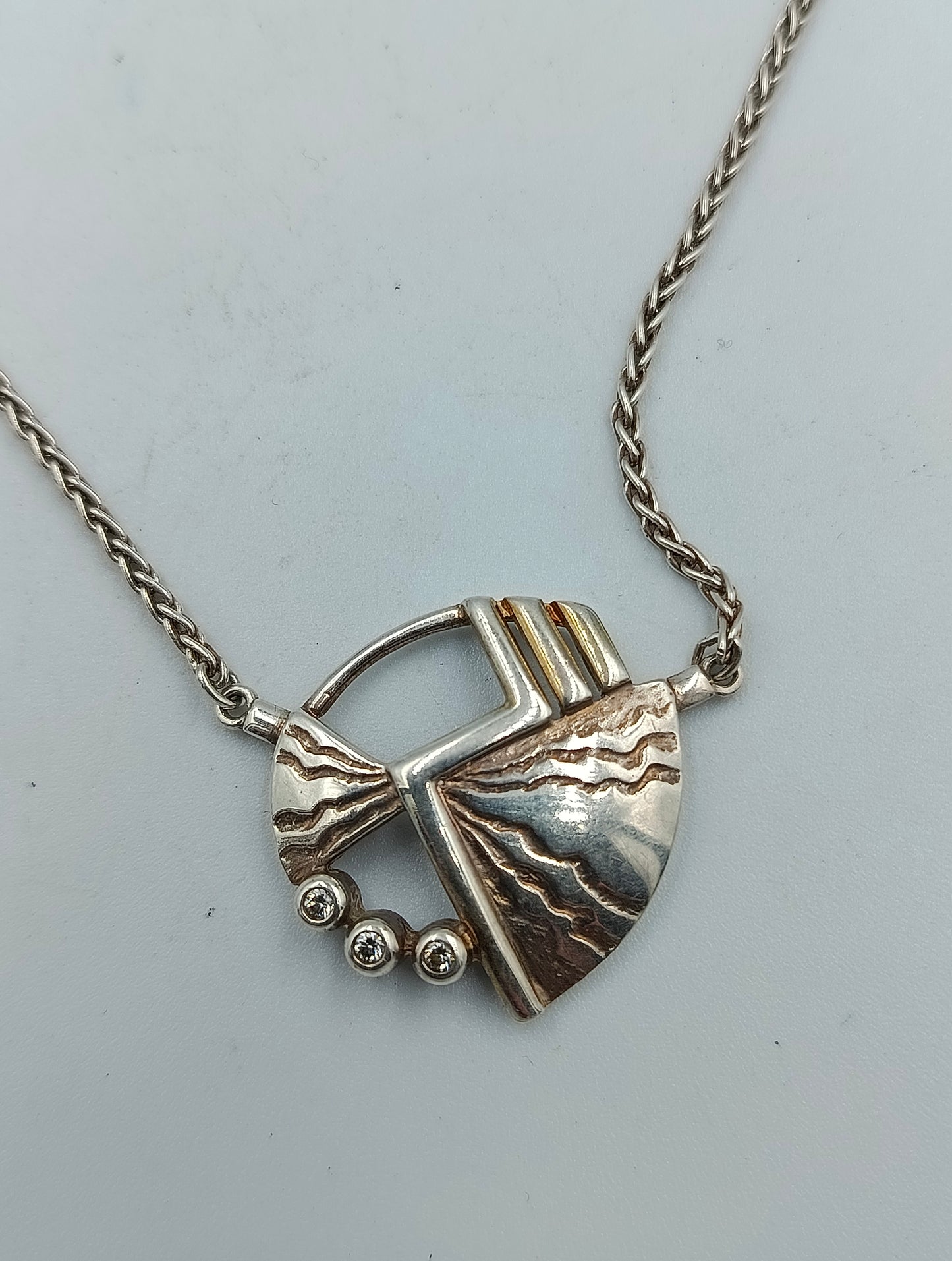 925 Silber Halskette Modernes Design Vintage