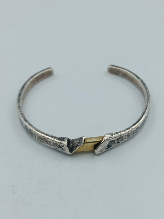 Armreif 925 Silber mit Echtgold-Akzent