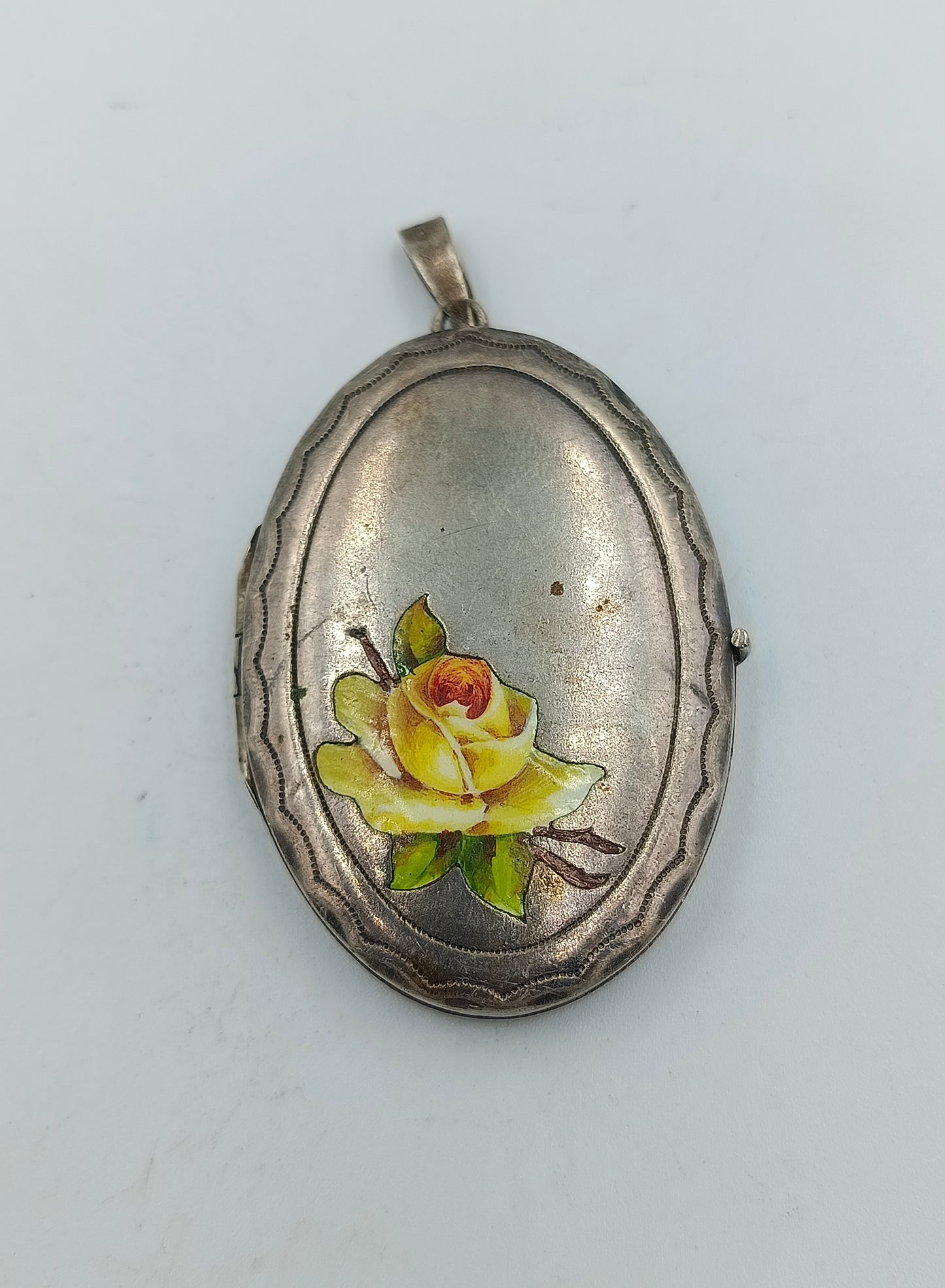 Antiker Alpacca Anhänger mit gelber Rose