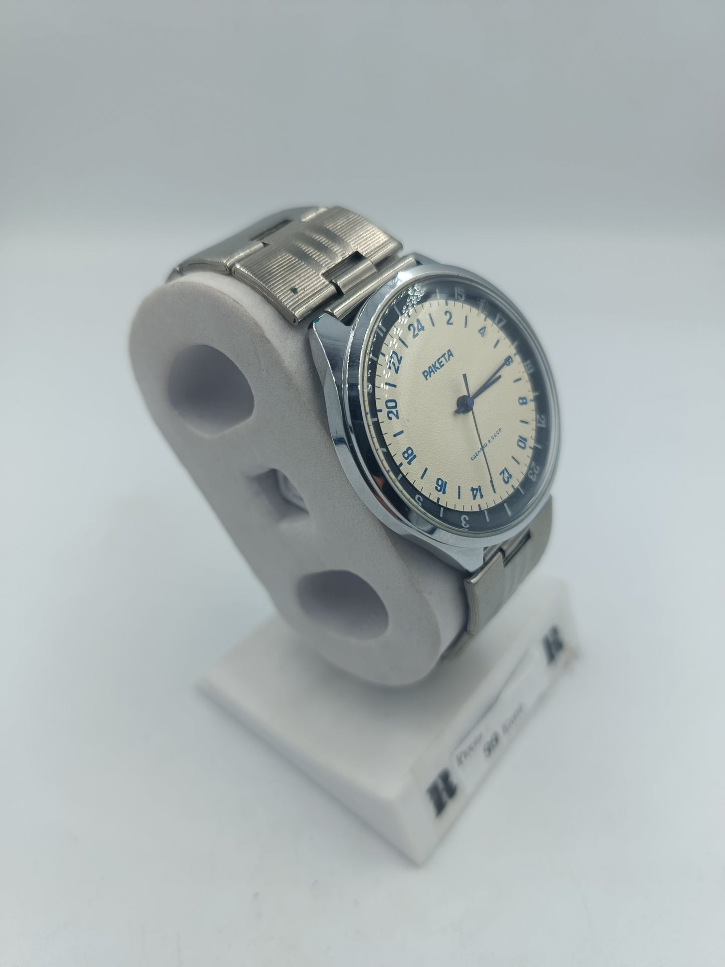 Paketa 24 Stunden Armbanduhr Mechanisch Edelstahl Beige Blau Vintage Herren Uhr