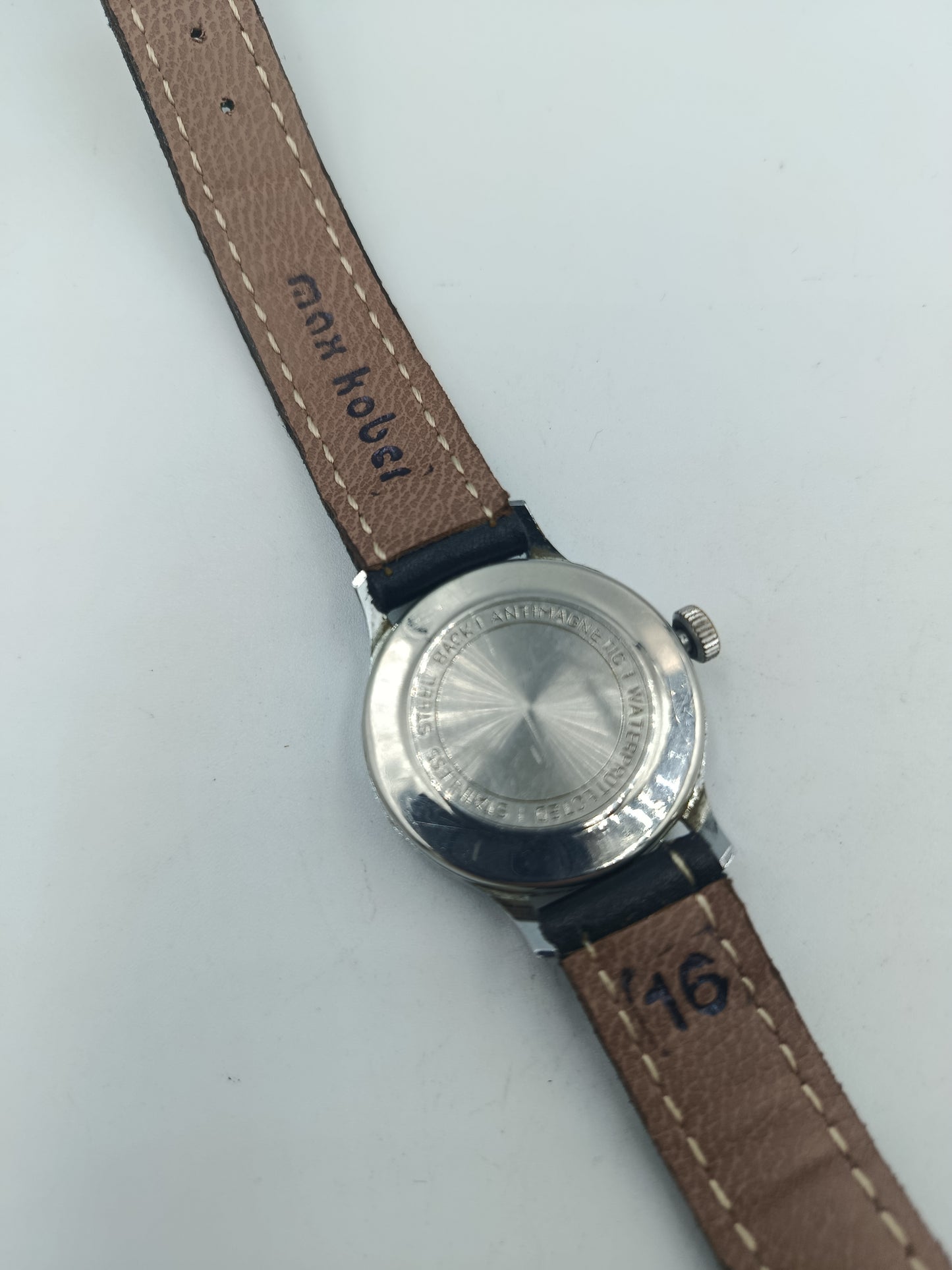 Kienzle Herren Armbanduhr Vintage Handaufzug Schwarz Gold Antimagnetic Lederband