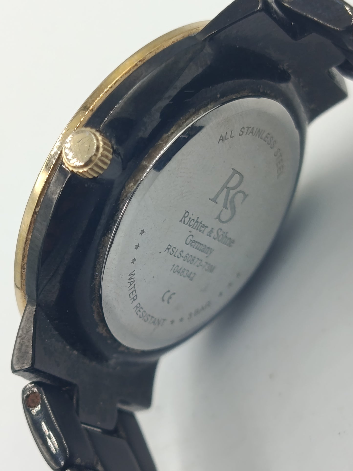 Richter & Söhne Damen Armbanduhr Quartz Schwarz Gold Strassrand Edelstahl