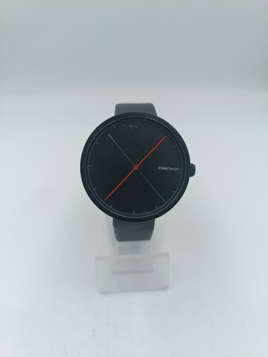 CIGA Design Herren Armbanduhr Quartz Minimal Black Edition Lederarmband