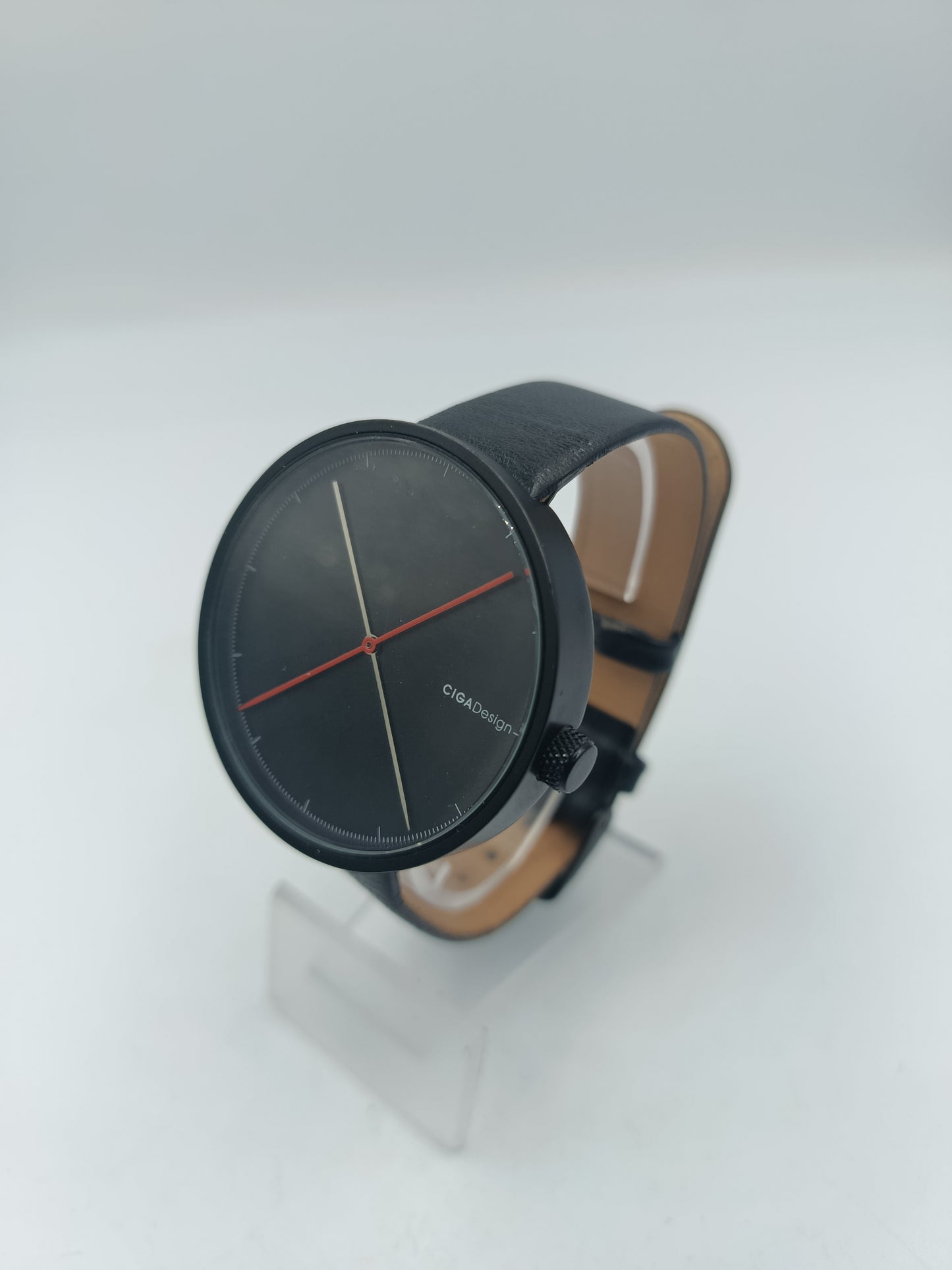 CIGA Design Herren Armbanduhr Quartz Minimal Black Edition Lederarmband