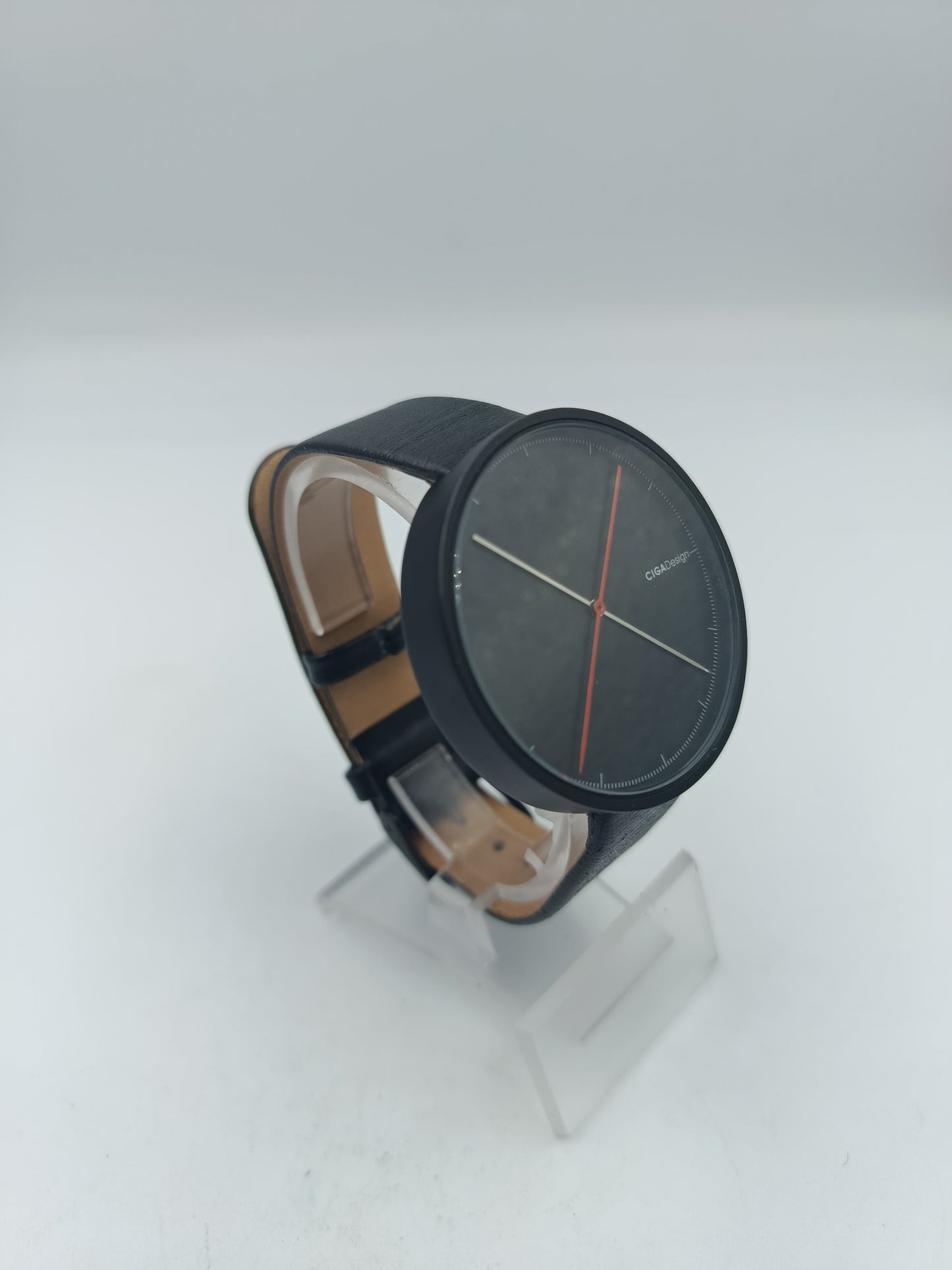 CIGA Design Herren Armbanduhr Quartz Minimal Black Edition Lederarmband