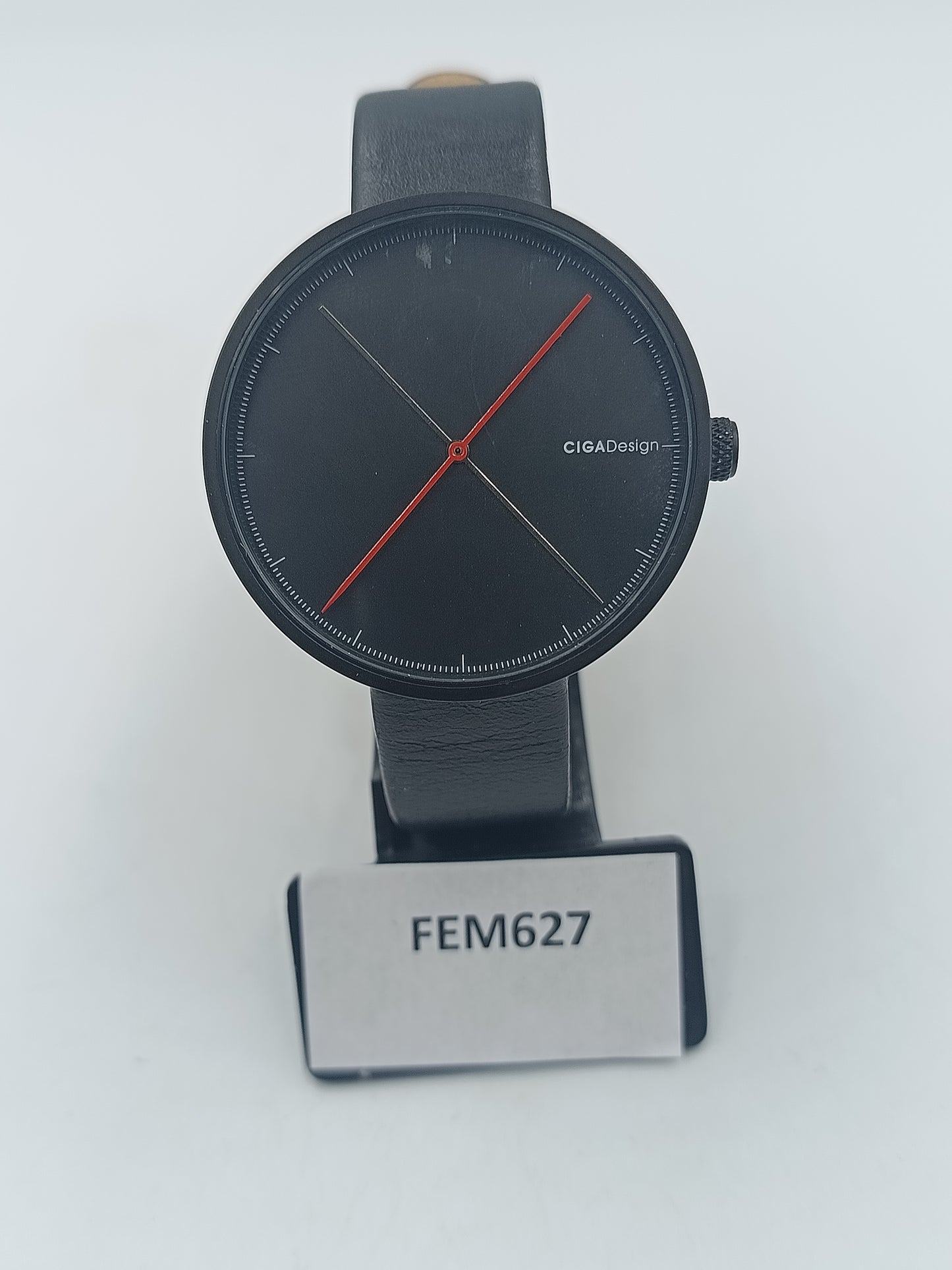 CIGA Design Herren Armbanduhr Quartz Minimal Black Edition Lederarmband