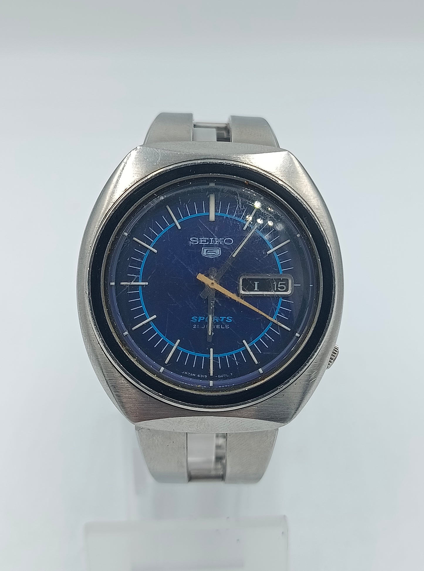 Seiko Sports Automatik 6119-8070 Herren Armbanduhr Blau Edelstahl