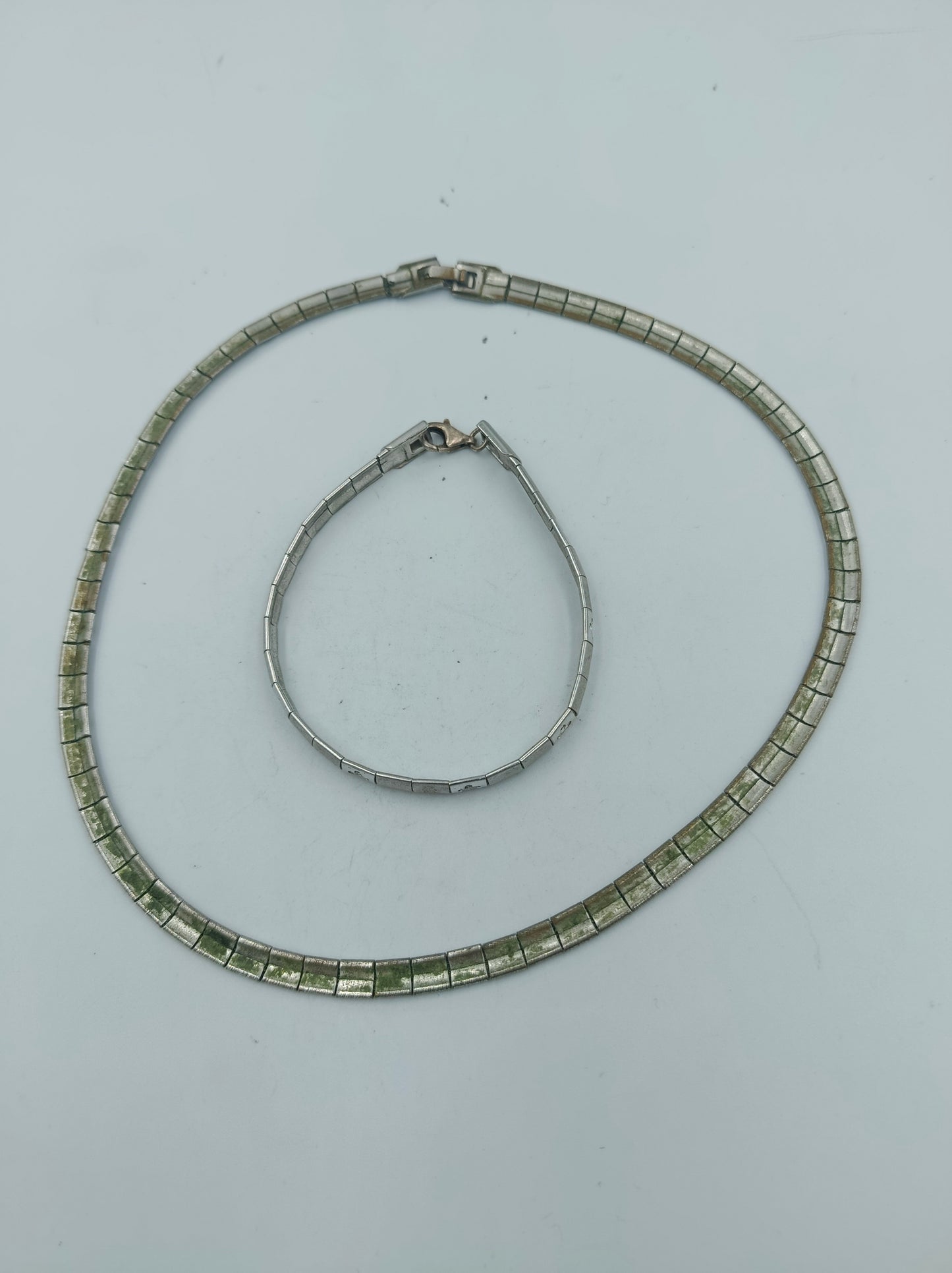 Schmuckset Halskette und Armband Silberfarben Vintage Design