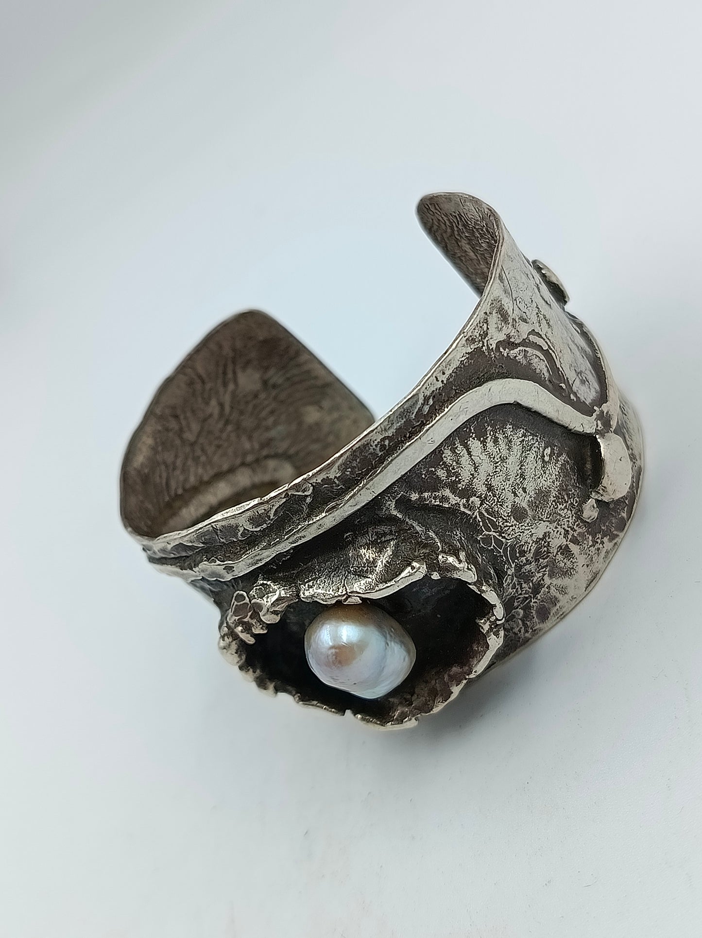 Handgefertigtes Silber Armband mit Perle verstellbar massiv