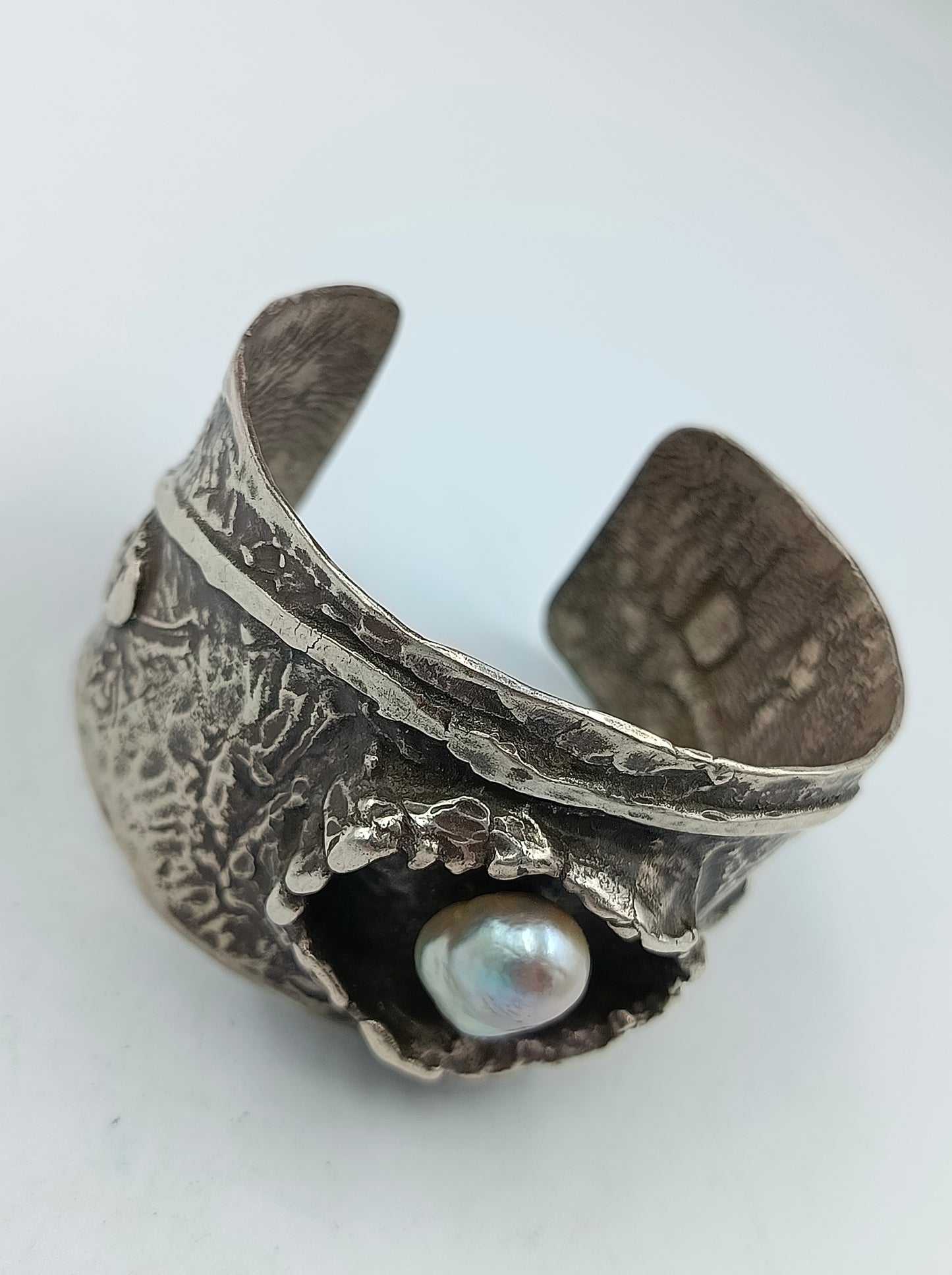 Handgefertigtes Silber Armband mit Perle verstellbar massiv