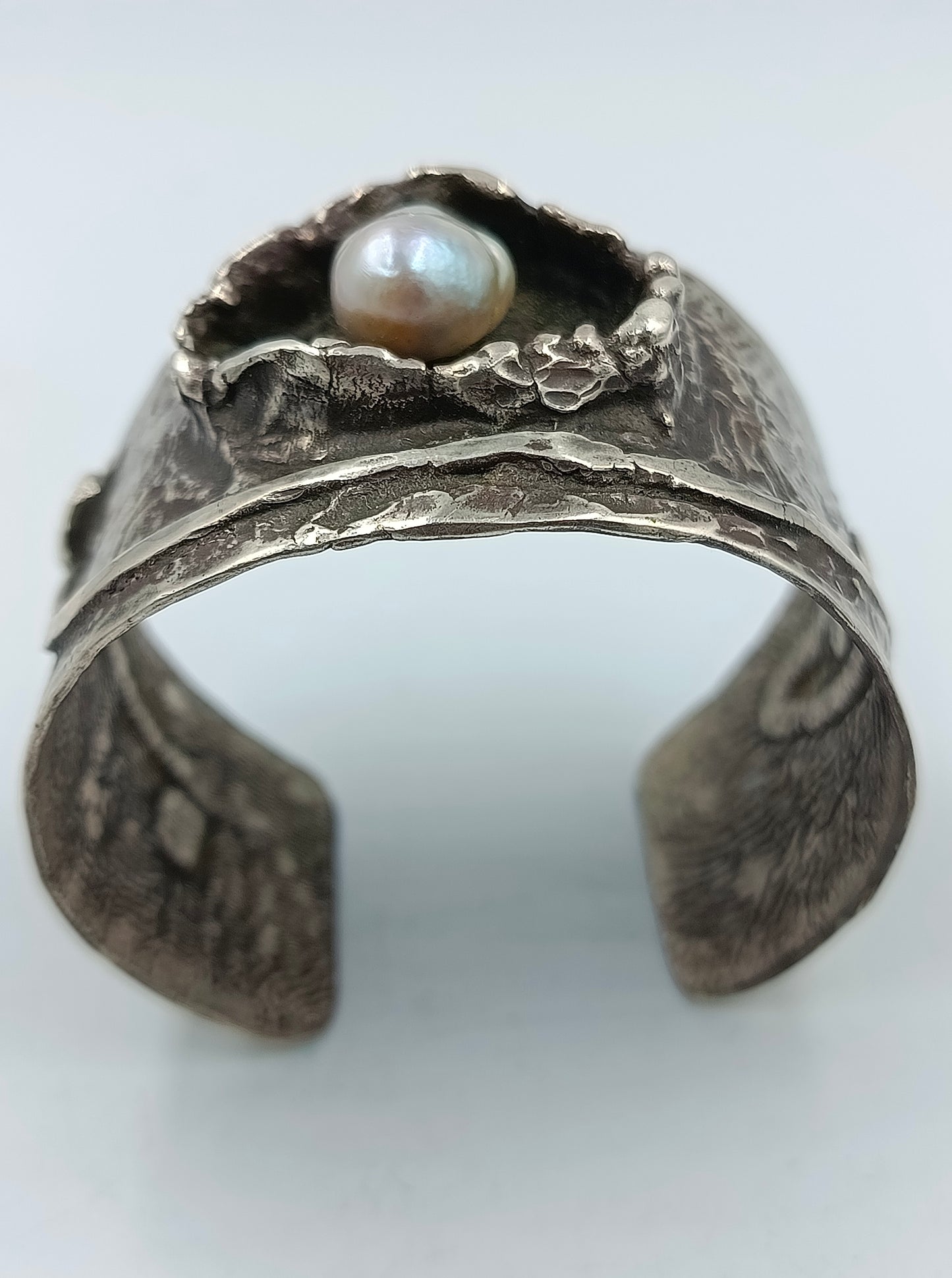 Handgefertigtes Silber Armband mit Perle verstellbar massiv