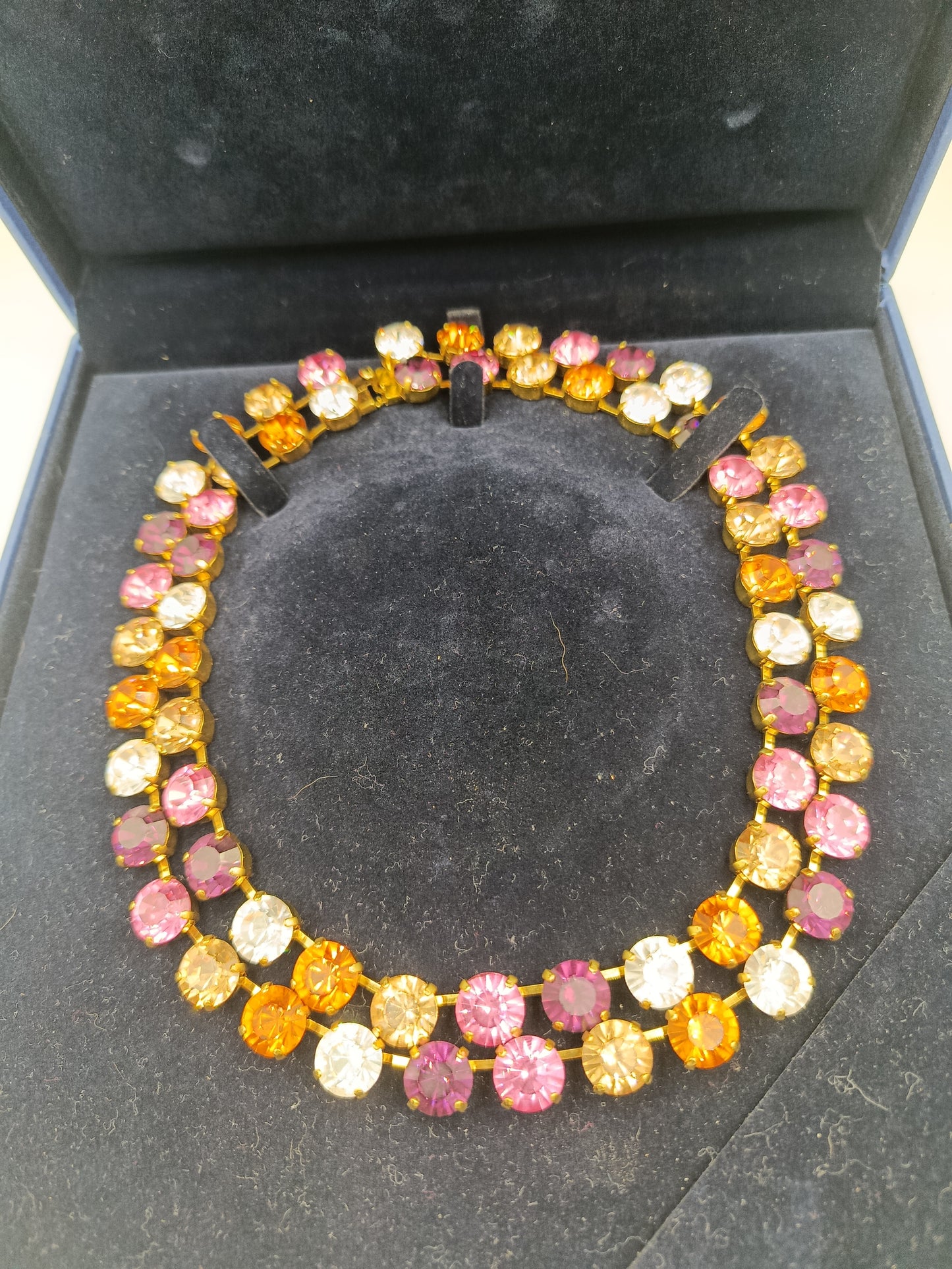 Swarovski Glitzer Kristall Collier in Goldoptik