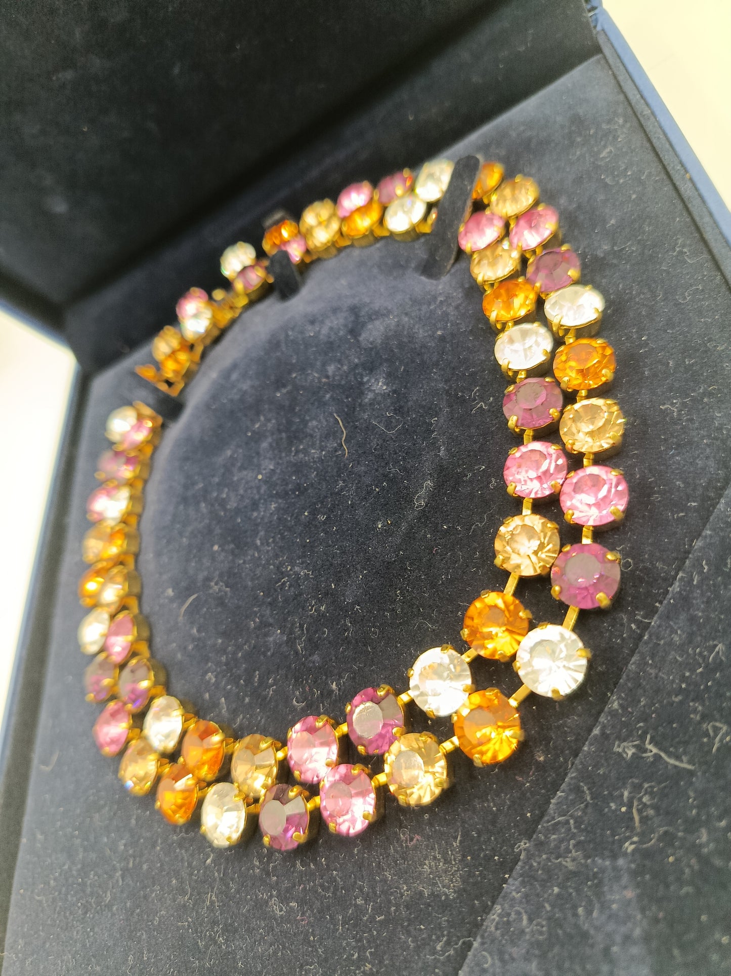 Swarovski Glitzer Kristall Collier in Goldoptik