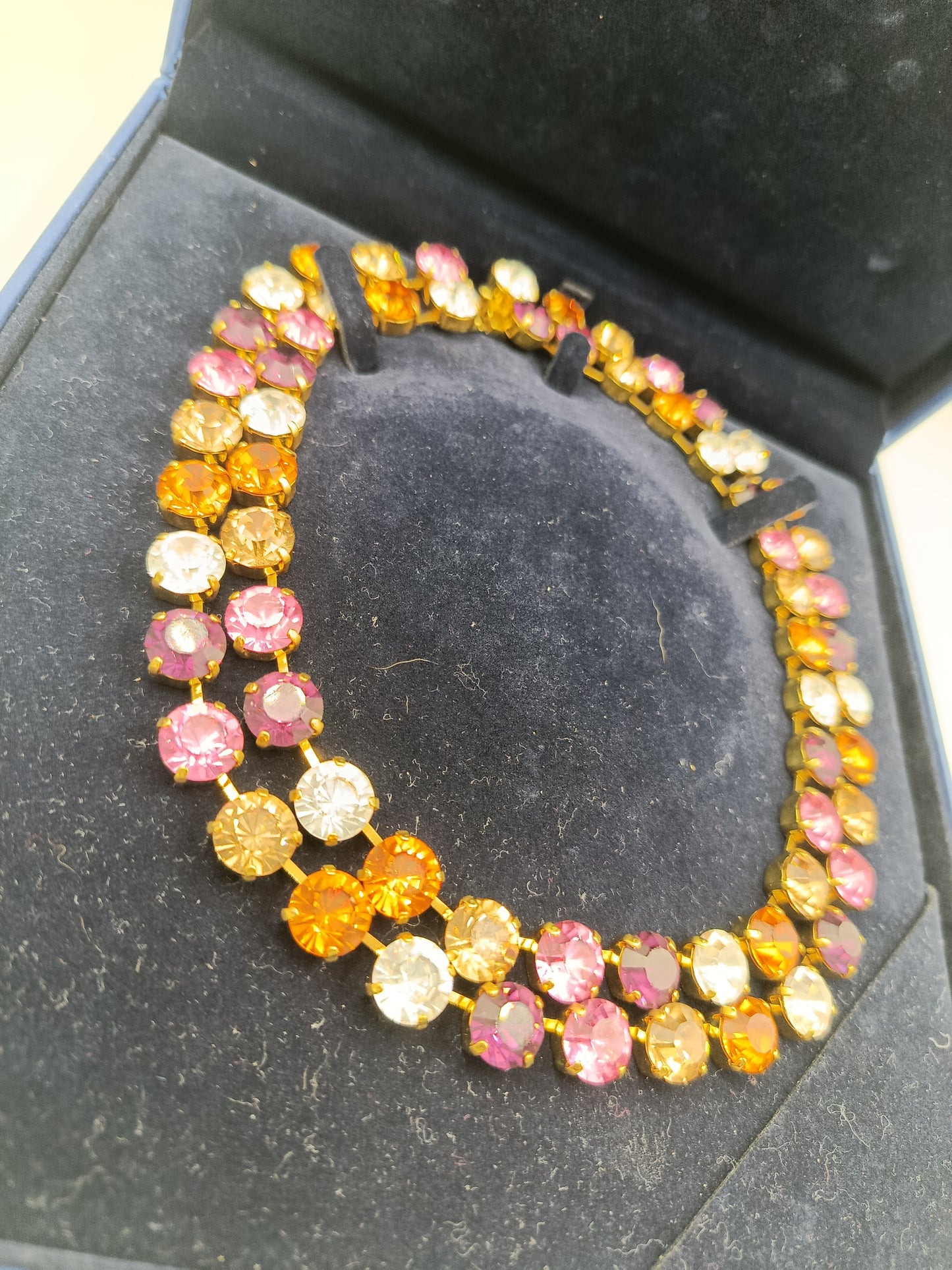 Swarovski Glitzer Kristall Collier in Goldoptik