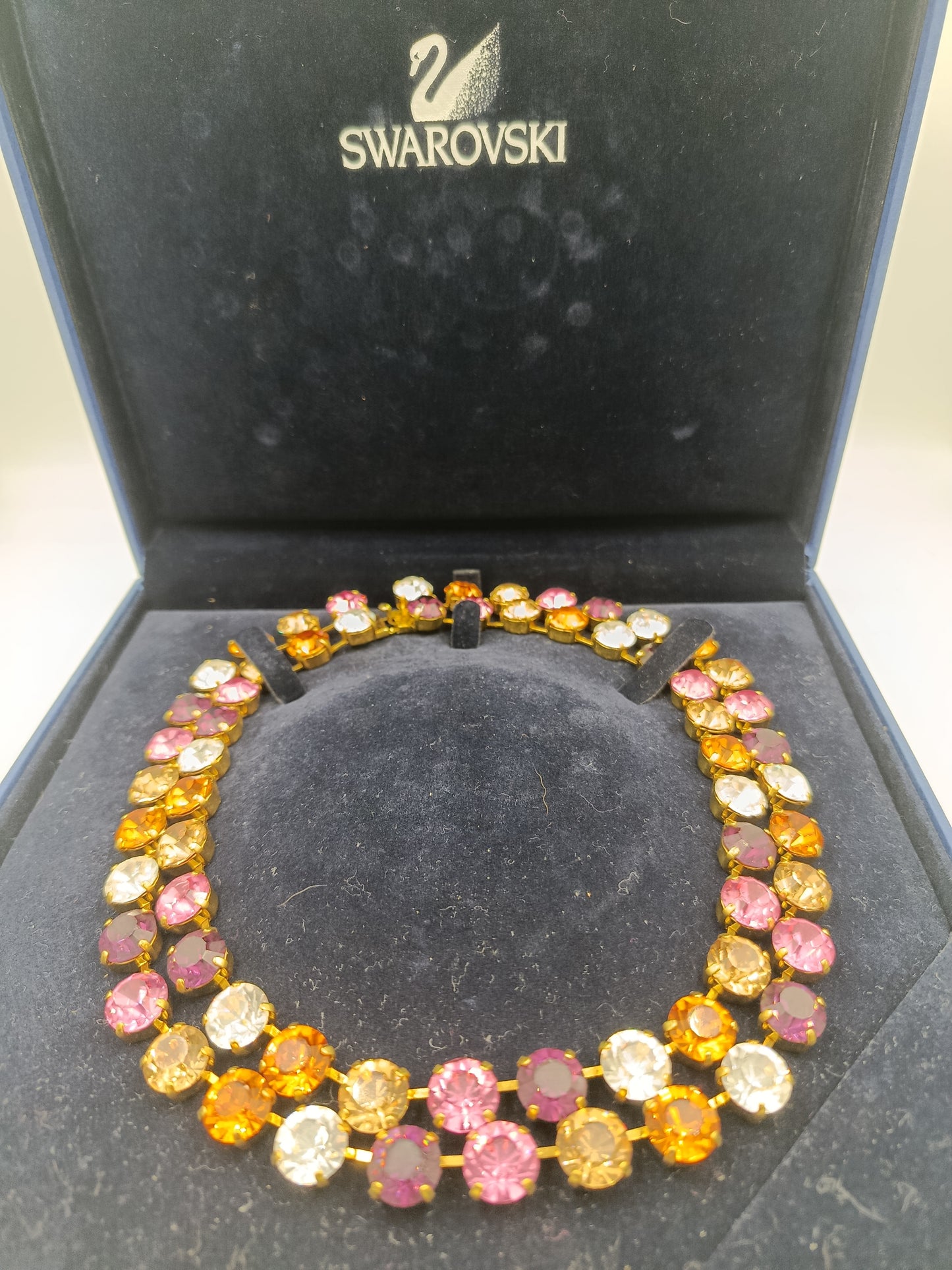Swarovski Glitzer Kristall Collier in Goldoptik